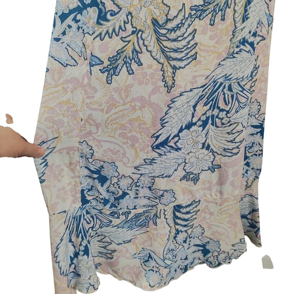 Intimately Free People Forever Yours Dress Paisley Side Slit Blue Pink Fairy M - Picture 9 of 12